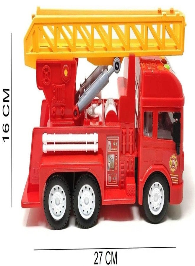 SHIPEASE لعبة شاحنة إنقاذ وإطفاء تعمل بالاحتكاك من SHIPEASE للأطفال الأولاد والبنات، مركبات سحب للخلف، شاحنة بناء مزودة بمصعد إنقاذ وموسيقى خفيفة (متعددة الألوان) - Image 4